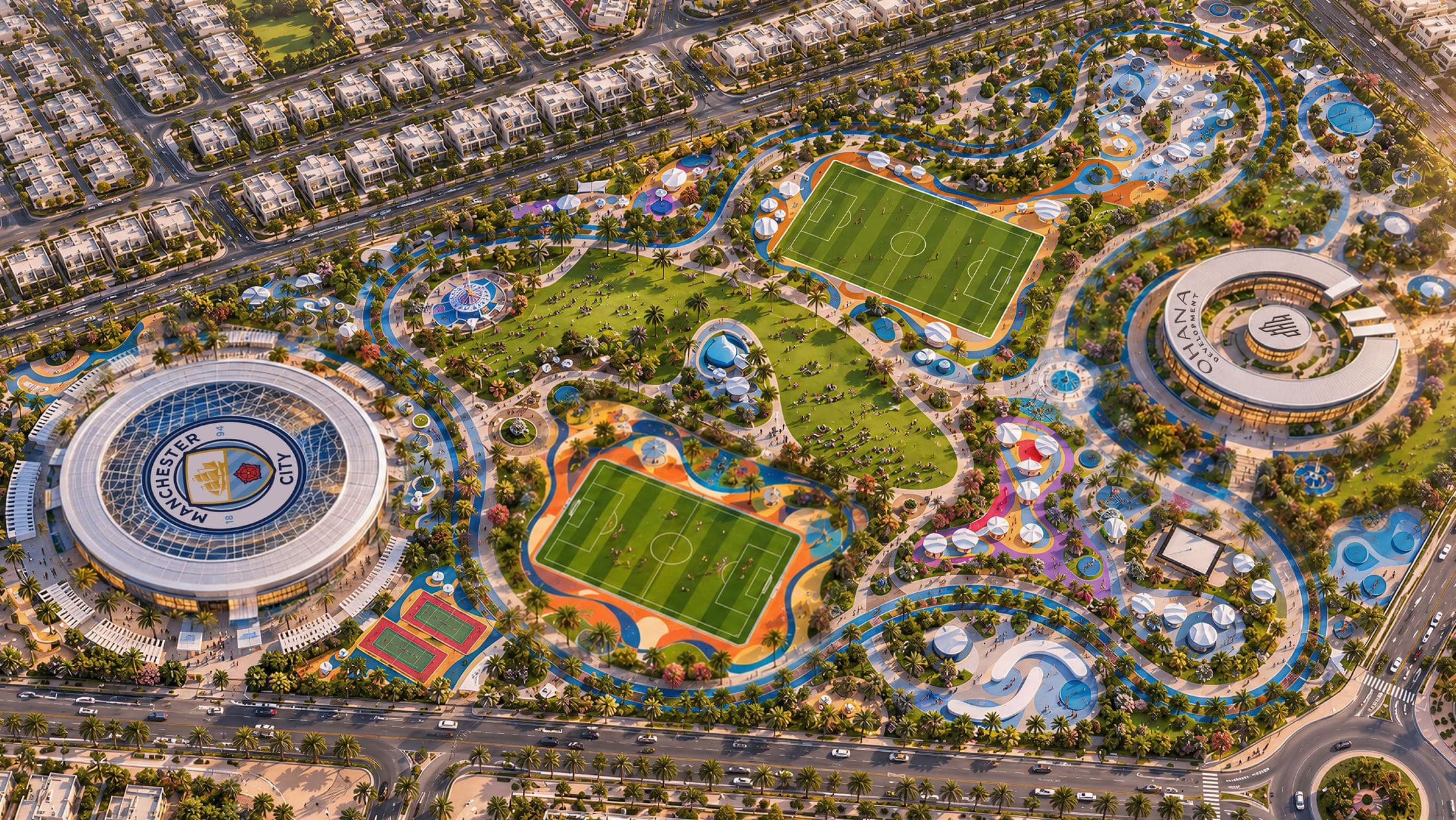 Aerial view of Manchester City Park